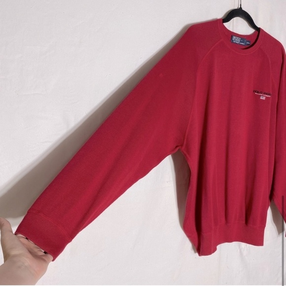 Vintage Polo By Ralph Lauren Red Cotton Knit Crew Neck Sweater XXL - Picture 8 of 13